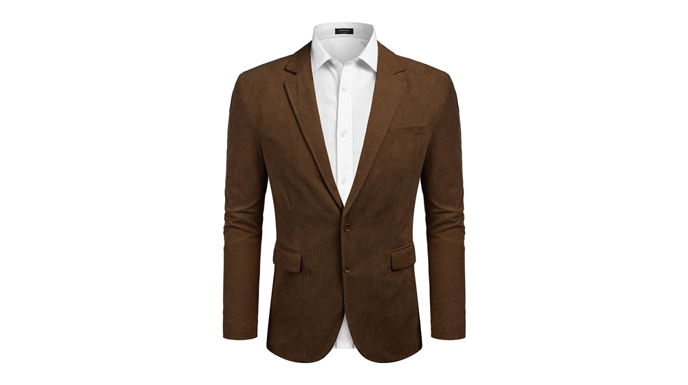 COOFANDY Men's Casual Corduroy Blazer Jacket Two Button Suit Jacket Slim Fit Sport Coat for Autumn Winter