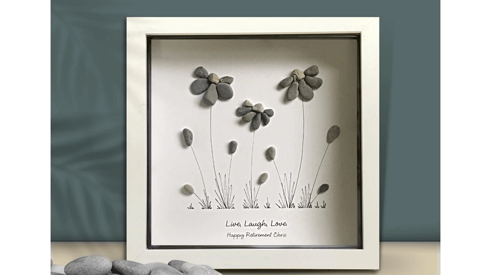 Retirement gift, Pebble Art Flower, Picture