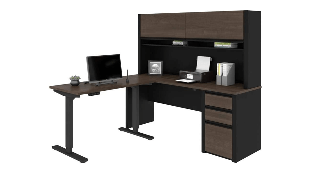 Bestar Connexion 3 Piece Standing Desk Set in Antigua and Black